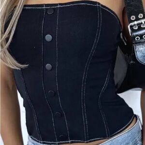 White Fox Boutique Black Jean Strapless Top